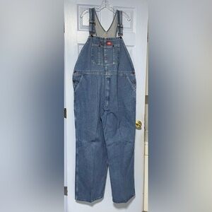 VINTAGE DICKIES Denim Overalls Bibs Men's Size 44x32 100% Cotton